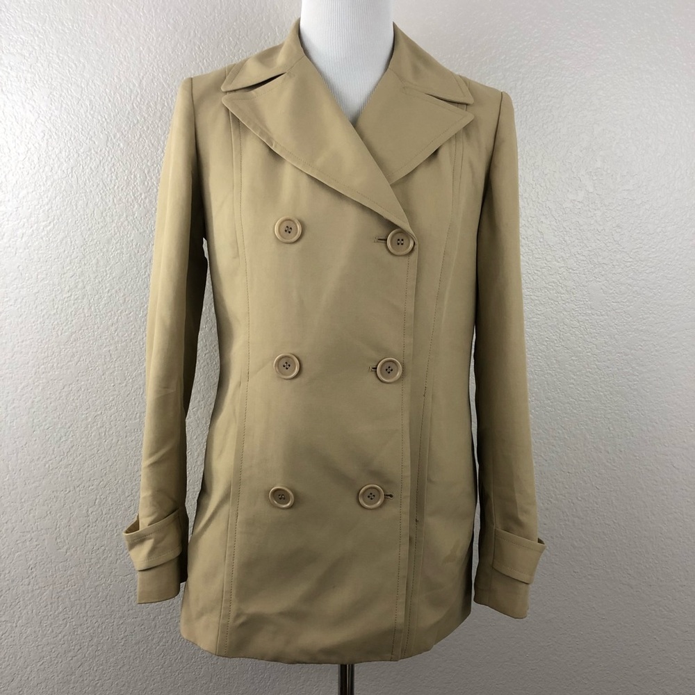 J Crew Khaki Double Breasted Coat Jacket Size 6